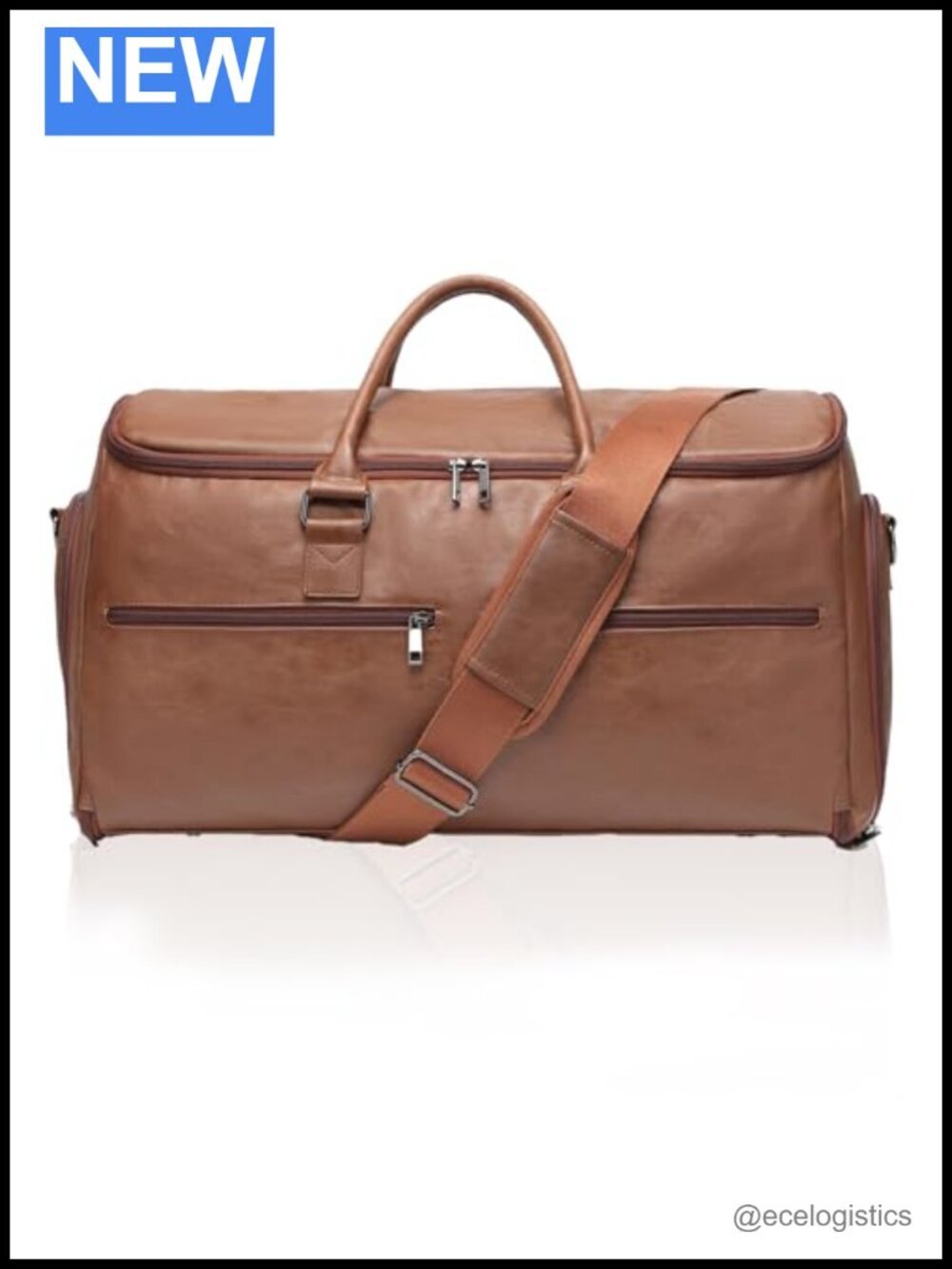 2-in-1 Convertible Garment Bag Travel Duffel with Shoe Pouch, Brown, PU Leather